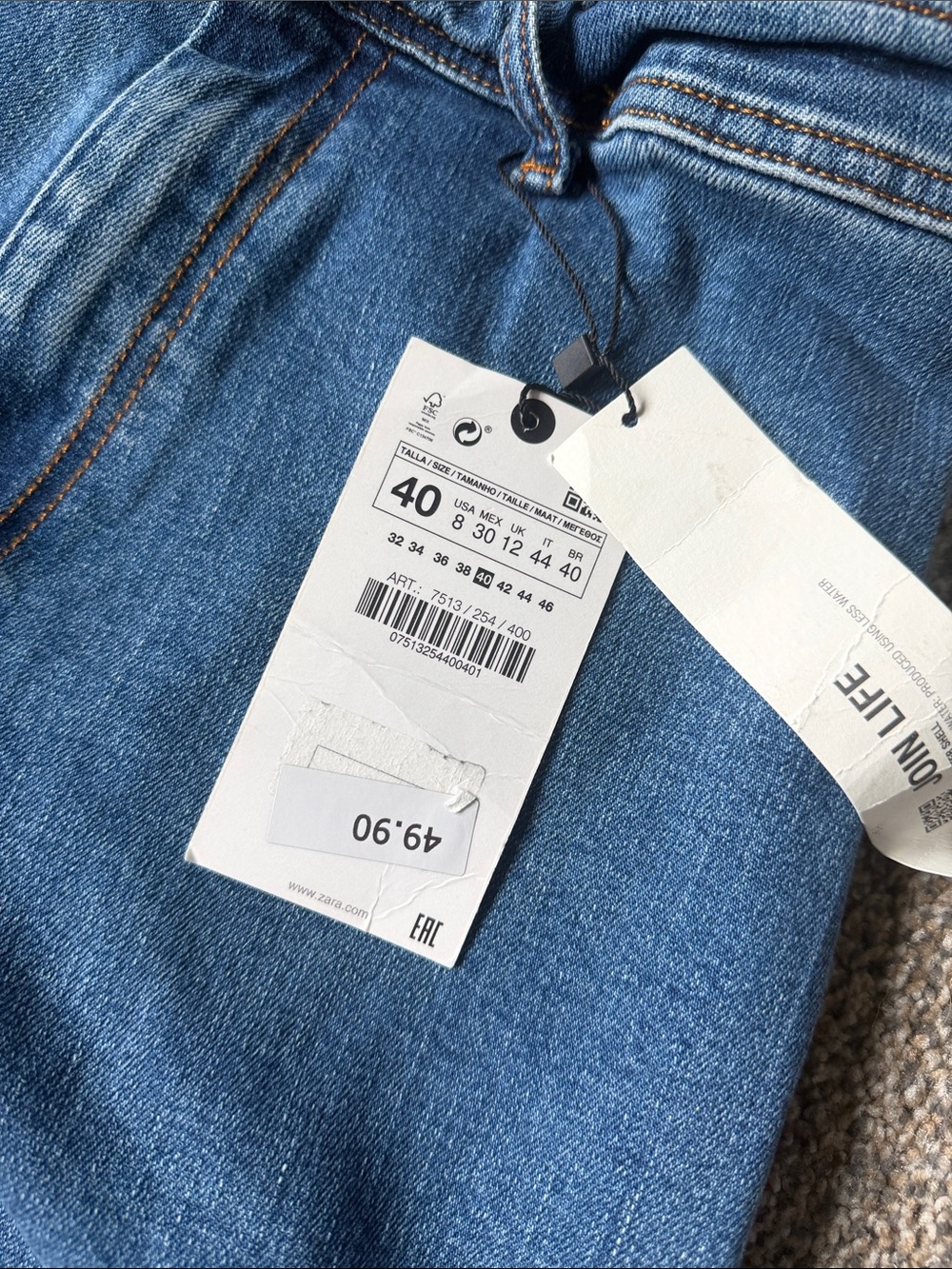 Zara Wide-Leg High-Rise Jeans in Blue Denim - Picture 2 of 3